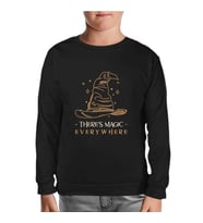There is Magic Everywhere Witch Hat Siyah Çocuk Sweatshirt