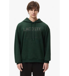 Lacoste Men's Oversize Sweatshirt Bol Kesim Kapüşonlu Pamuklu Erkek Sweatshirt Yeşil