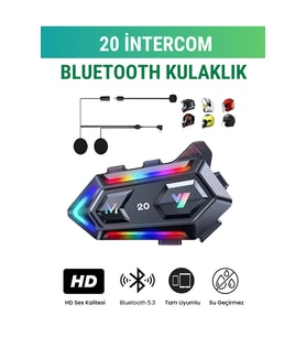W20 BT 5.3 Bluetooth Motosiklet Kask Kulaklık intercom RGB Işıklı