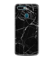 Oppo A5S A15 A16 A54 A55 A73 A74 Kılıf Desemli Silikon Fragile Black Mermer 1378