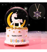 Sevgiliye Hediye Unicorn Işıklı Müzikli Kar Küresi Ve ,Lotus Çiçeği Kolye