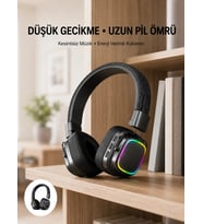 Bluetooth 5.3 Rainbow Işıklı Kulak Üstü Kablosuz Kulaklık Yeni Nesil