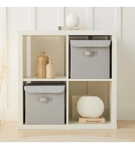 Ocean Home Textile 2'li Gri Balıksırtı Kapaklı Kutu Set 30 x 30 x 30 cm