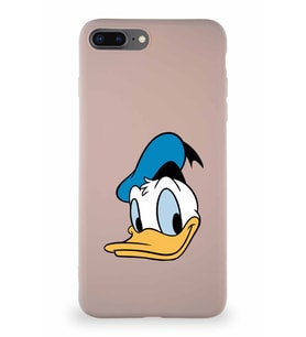 Apple iPhone 7 Plus Soft Premier Kapak Donald Duck-B Tasarımlı Silikon Kılıf - Pudra (Şeffaf)