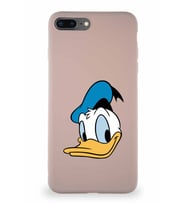 Apple iPhone 7 Plus Soft Premier Kapak Donald Duck-B Tasarımlı Silikon Kılıf - Pudra (Şeffaf)
