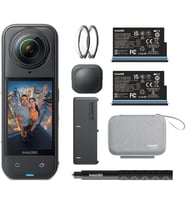 X5 Essentials Paketi - Su Geçirmez 8K 360° Aksiyon Kamerası, Önde Gelen Düşük Işık, Görünmez Selfie Çubuğu Efekti, Sağlam ve Değiştirilebilir Lens, 3 Saatlik Pil, Dahili Rüzgar Koruması