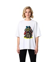 İtfaiye Tasarımı Retro Stil Baskılı Kadın Oversize Tişört