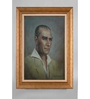 Çerçeveli Paspartulu Atatürk Tablo a29 (Gold)