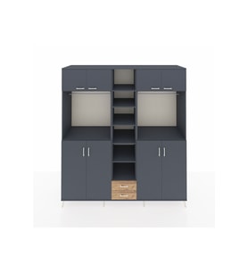 Kronos Dolap 14 Raflı 2 Çekmeceli 2 Askılı 220x59x243 Antrasit-Antrasit/Çam