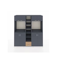 Kronos Dolap 14 Raflı 2 Çekmeceli 2 Askılı 220x59x243 Antrasit-Antrasit/Çam