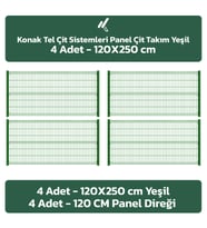 KONAK TEL ÇİT SİSTEMLERİ 4 ADET TAKIM PANEL ÇİT TELİ 120X250 CM (Yeşil)