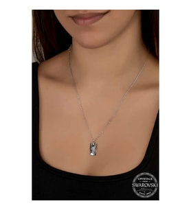 Swarovski Crystal Taşlı Baget Gümüş Kadın Kolye