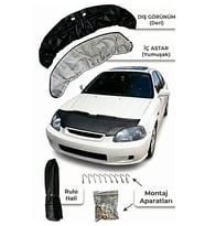 Honda Civic 1996-2000 Uyumlu Ön Kaput Koruma Maskesi Siyah Deri  Taş Çarpma & Güneş Koruyucu  Kolay Montaj