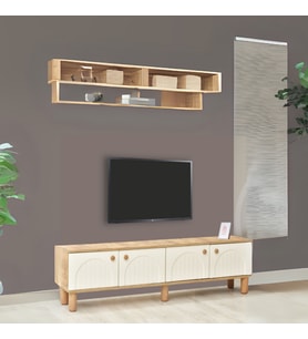 Lidya Tv Sehpası Atlantik Çam Krem Renkli 4 Kapaklı Tasarım 180x36x50 Cm