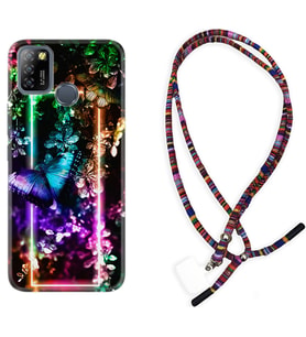 INFINIX Smart 4 5 6 Zero 8 S5 Pro Kılıf Boyun Asklı Rasta Silikon Butterfly Neon 1684