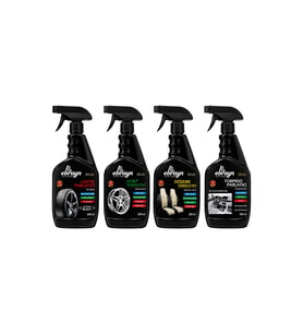 Ebrayn Profesyonel 4'lü Oto Bakım Seti - Lastik Parlatıcı + Jant Temizleyici + Döşeme Temizleyici + Torpido Parlatıcı (4x500 ml)