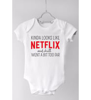 Unisex Bebek Beyaz Çıtçıtlı Yuvarlak Yaka Netflix Body