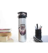 Coffe Slience Baykuş Temalı - Renkli Baskılı Cam Suluk & Termos - 550 ml