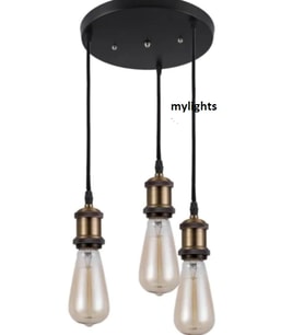 mylights  retro rustik  üçlü  30 cm metal sarkıt avize  rustik sartık vintage sarkıt (Siyah)