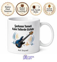 Bas Gitarist Şarkının Temeli Kalın Teller Groove Ritmi Kupa Bardak Hediye