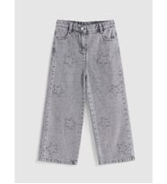 LCW Kids Gri Wideleg Taşlı Kız Çocuk Jean Pantolon