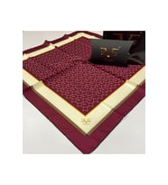 Geometrik Desen Black Seri Twill Eşarp Eşarp Askısı ile Birlikte 90x90 cm Vişne-
