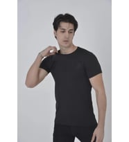 Unisex Göğüs File Aksesuarlı T-shirt - Siyah