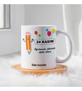 Öğretmenler Günü İçin Kişiye Özel Porselen Kupa Bardak - BY-KP-0000283 (Beyaz)