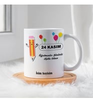 Öğretmenler Günü İçin Kişiye Özel Porselen Kupa Bardak - BY-KP-0000283 (Beyaz)