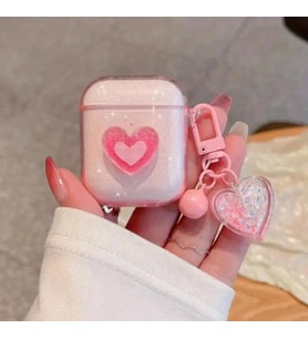 Airpods 2.nesil Uyumlu Pembe Simli Kalpli Tasarım Kılıf
