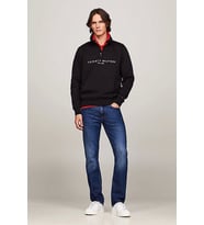 Tommy Hilfiger Erkek Çeyrek Fermuarlı Sweatshirt (Siyah)
