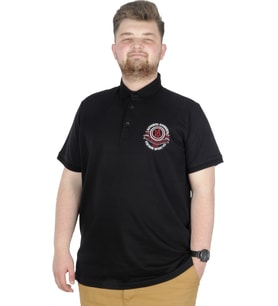 Mode XL Büyük Beden T-Shirt Polo Los Angeles 22347 Siyah