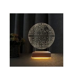 3D LED Gece Lambası Star Wars Ölüm Yıldızı Tasarımı Doğum Günü Hediye (Krem)
