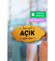 Dekoratif AÇIK-KAPALI Tabelası – Jüt İp ve Vantuz Hediyeli - Rebap (Turuncu)
