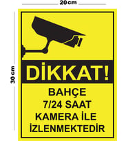 Metal Bahçe 7 24 Saat Kamera İle İzlenmektedir 20cm x 30cm A4 Büyüklüğünde Uyarı Levhası Yönlendirme
