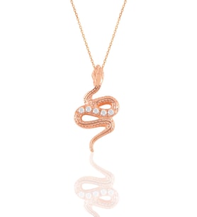 Söğütlü Silver Gümüş rose  zirkon taşlı yılan kolye