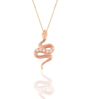 Söğütlü Silver Gümüş rose  zirkon taşlı yılan kolye