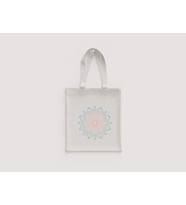 Mandala Çiçek Pastel Dantel Desenli Kadın Omuz Çantası Hediyelik Ham Bez Çanta