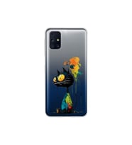 Samsung Galaxy M31s ile Uyumlu Splash Kedi Tasarımlı Şeffaf Silikon Kılıf