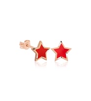 pilelistore Gümüş Fosforlu Kırmızı Yıldız Küpe