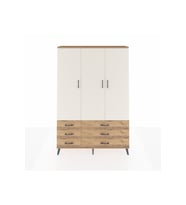 Arges Dolap 5 Raflı 6 Çekmeceli Tek Askılı 132x30x195 Çam-Aytaşı/Çam