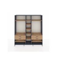 Hyperion Gardrop 11 Raflı 4 Çekmeceli 2 Askılı 220x44x243 Antrasit-Çam/Çam