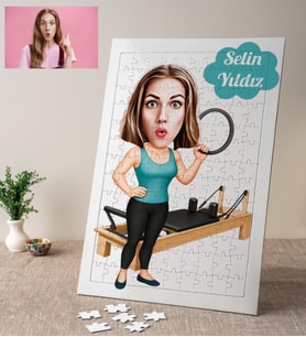 Karikatürlü Sporcu Pilates Fitness Kişiye Özel Puzzle