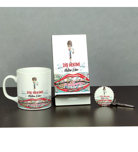 Diş Hekimi Üçlü Set (Kupa + Telefon Standı + Anahtarlık) 004