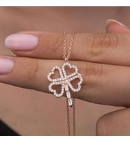 Yonca Desenli Rose Kaplama 925 Gümüş Kadın Kolye