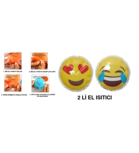 EMOJİ ŞEKİLLİ CEP SOBASI,EL ISITICI,2 ADET SICAK SU TORBASI PVC  9cm