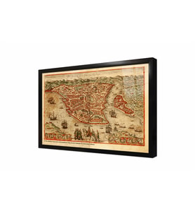 Tablosan Konstantinopolis Eski İstanbul Haritası Çerçeveli Cam Tablo