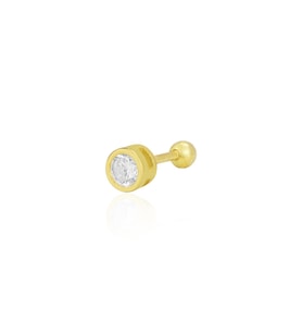 Gümüş altın yaldızlı zirkon tek taş 5 mm Tragus helix Piercing küpe SGTL12420GOLD