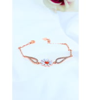 Rose Rengi Papatya Zirkon Taşlı Gümüş Bileklik