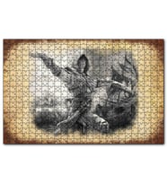 Cakapuzzle Karakalem Silahlı Korsan ve Arkada Gemisi  Puzzle Yapboz MDF (Ahşap) (120 Parça)